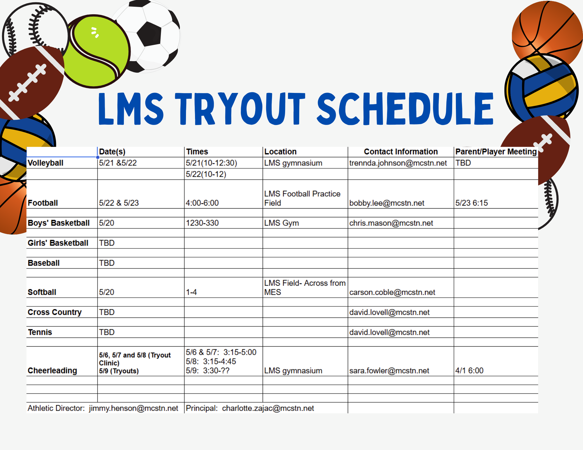 LMS Tryout Schedule 